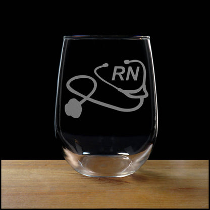 Registered Nurse Personalized Stemless Wine Glass - Copyright Hues in Glass