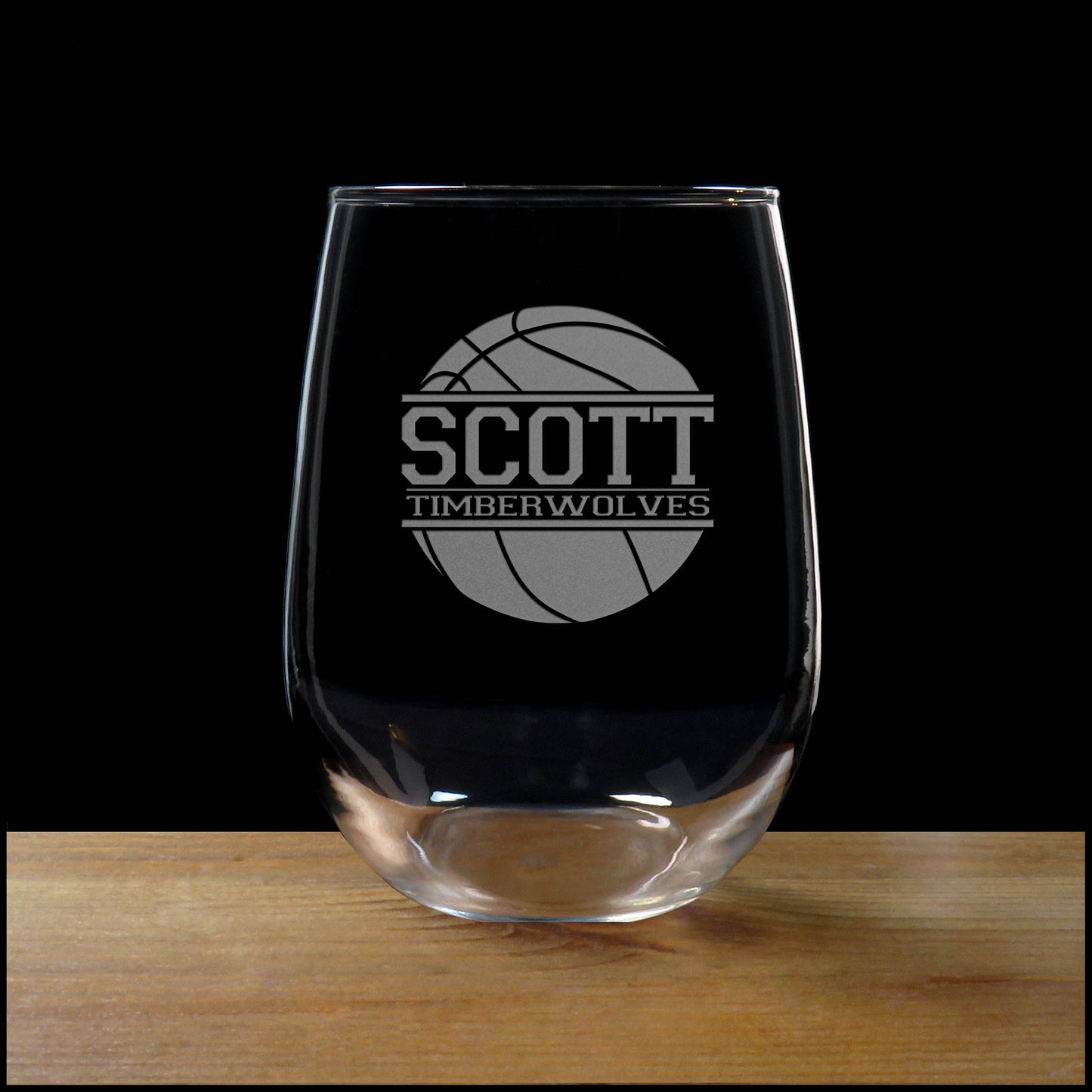 Basketball Player Personalized Stemless Wine Glass - Copyright Hues in Glass