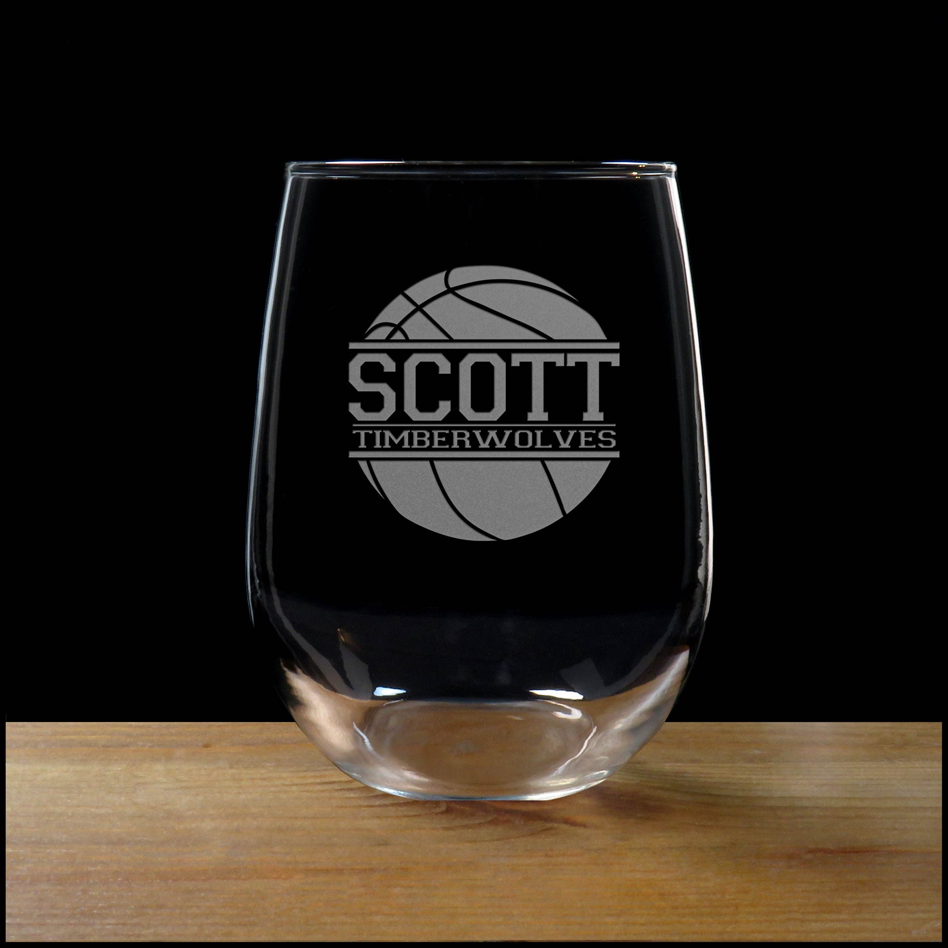 Basketball Player Personalized Stemless Wine Glass - Copyright Hues in Glass