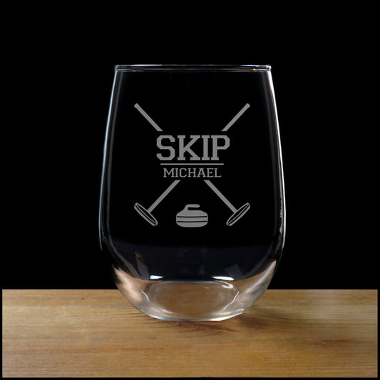 Curling Skip Stemless Wine Glass - Copyright Hues in Glass