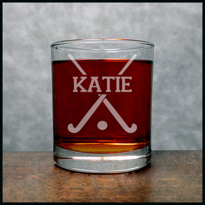 Field Hockey Player Personalized Whisky Glass - Copyright Hues in Glass