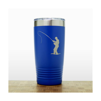 Blue  - Fly Fisherman 20 oz Insulated Tumbler - Copyright Hues in Glass