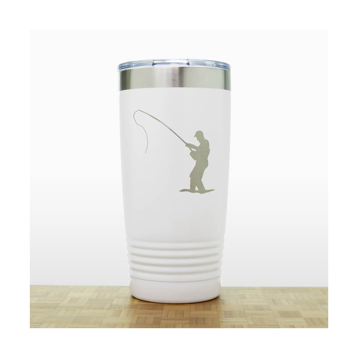 White  - Fly Fisherman 20 oz Insulated Tumbler - Copyright Hues in Glass