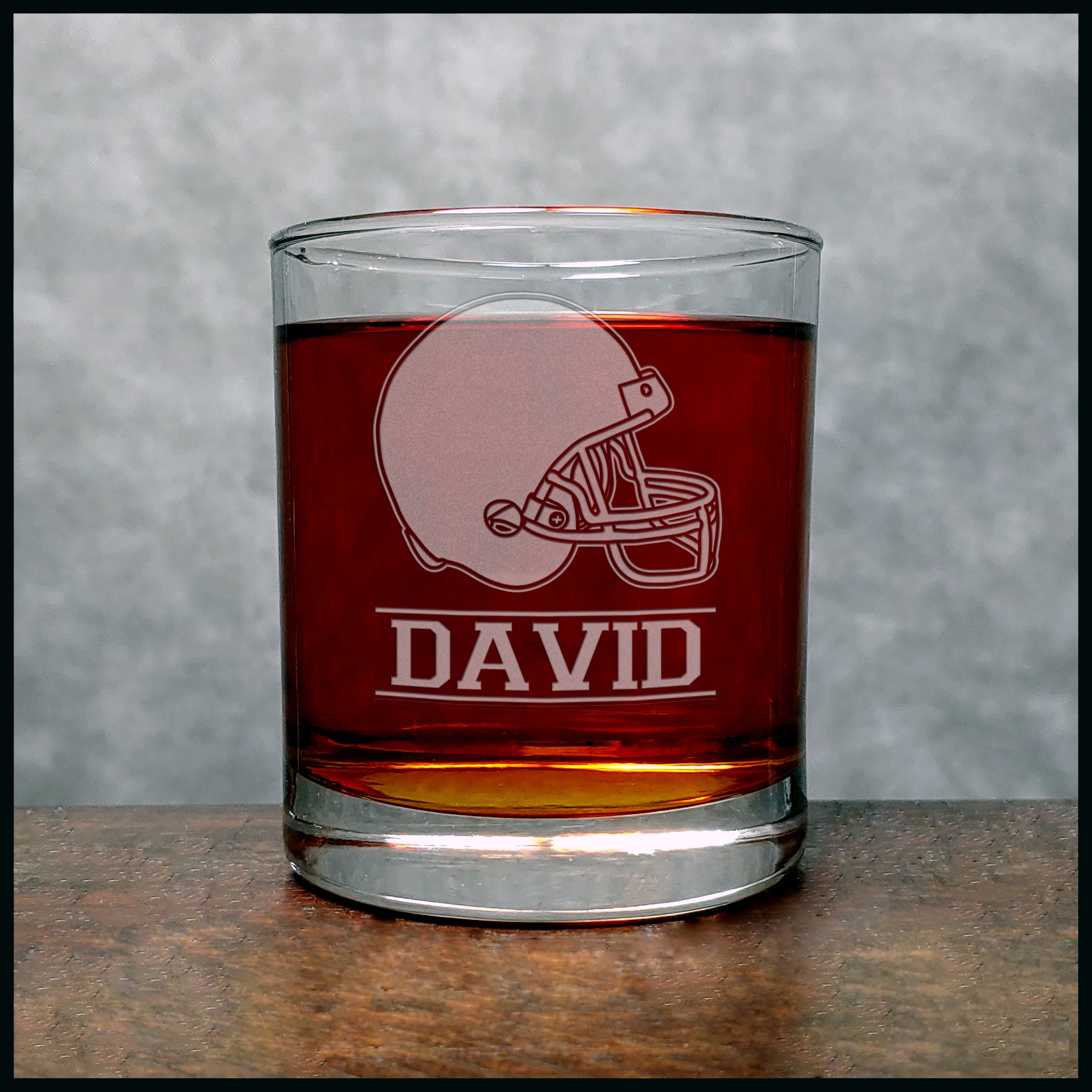 Football Player Personalized Whisky Glass - Football Helmet - Copyright Hues in Glass