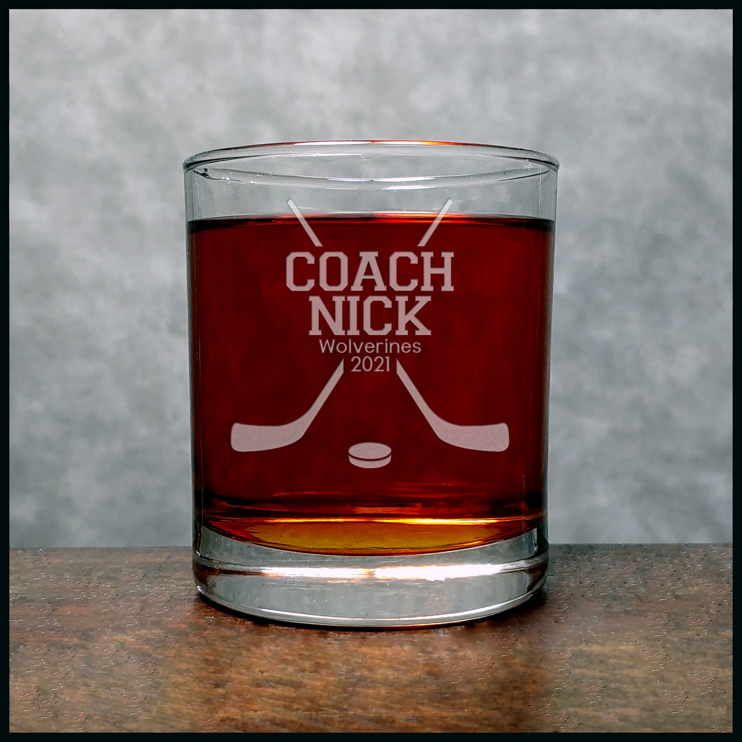 Hockey Coach Personalized Whisky Glass - Copyright Hues in Glass