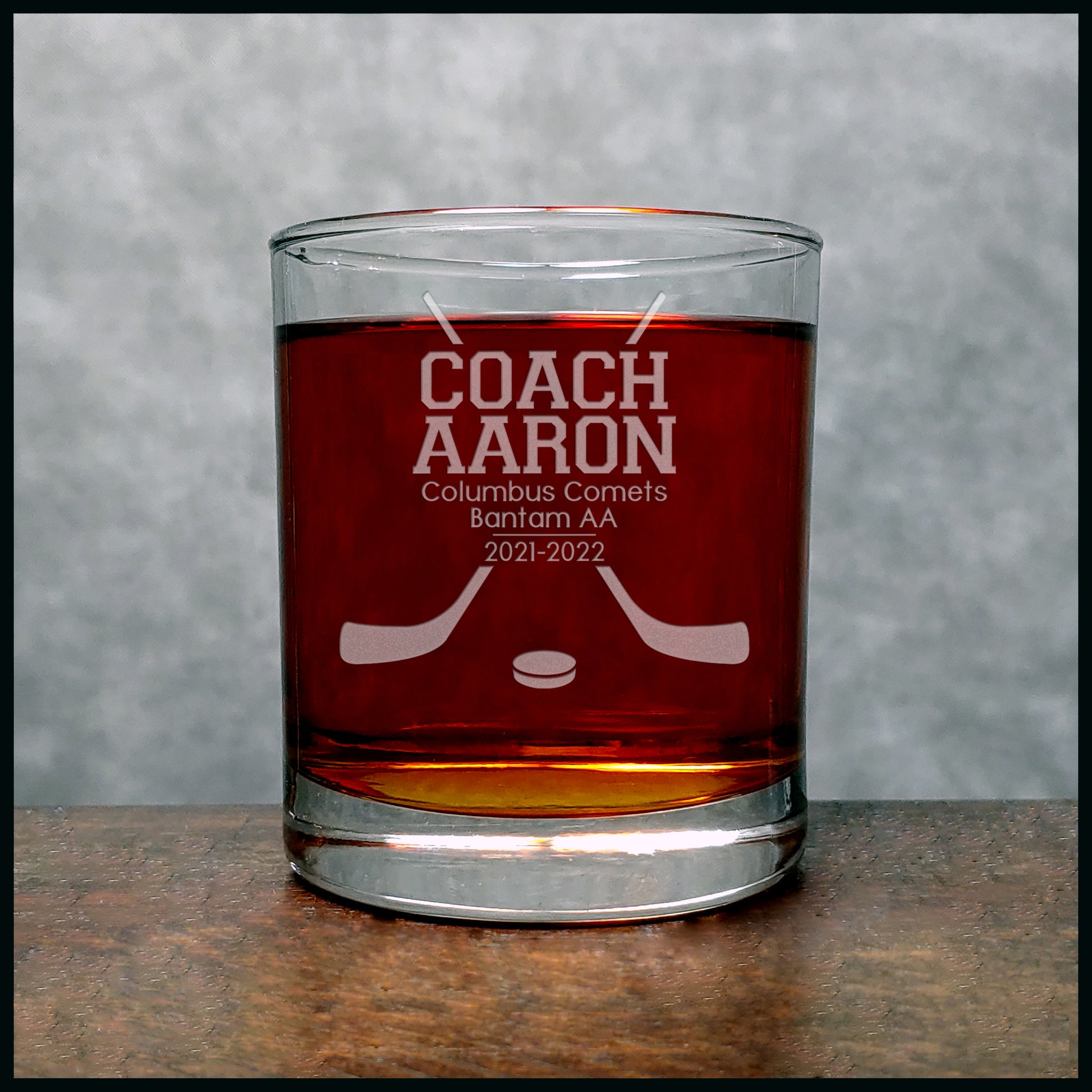 Hockey Coach Personalized Whisky Glass - Copyright Hues in Glass