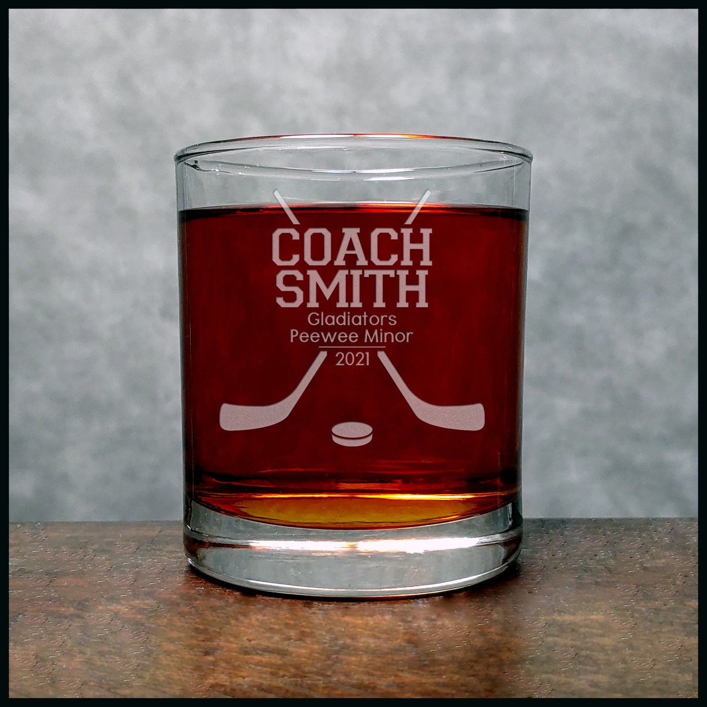 Hockey Coach Personalized Whisky Glass - Copyright Hues in Glass