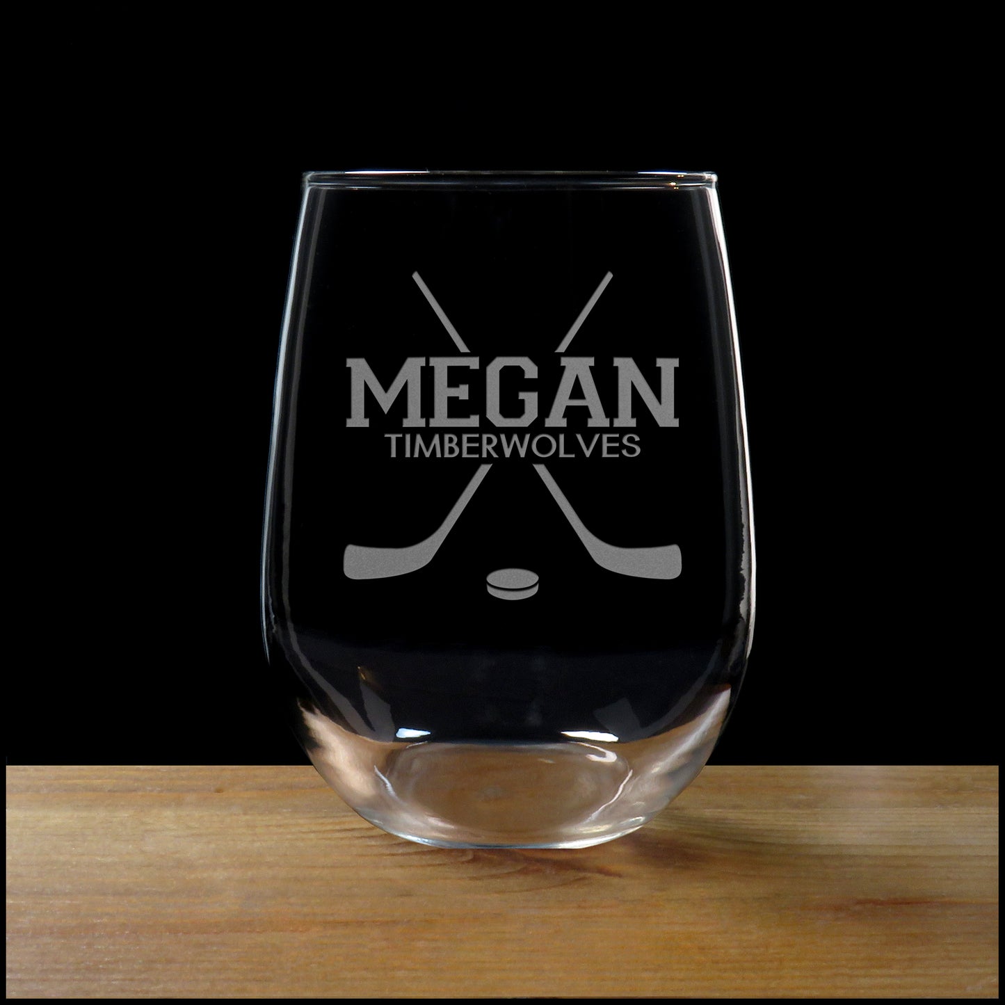 Hockey Player Stemless Wine Glass - Copyright Hues in Glass