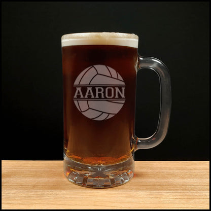 Volleyball Player Beer Mug  - Copyright Hues in Glass