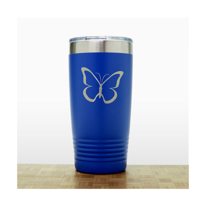 Blue - Butterfly 2 20 oz Insulated Tumbler - Copyright Hues in Glass