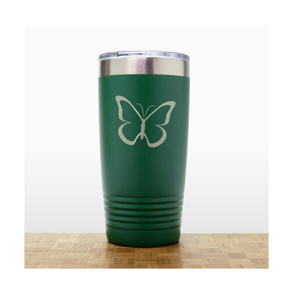 Green - Butterfly 2 20 oz Insulated Tumbler - Copyright Hues in Glass